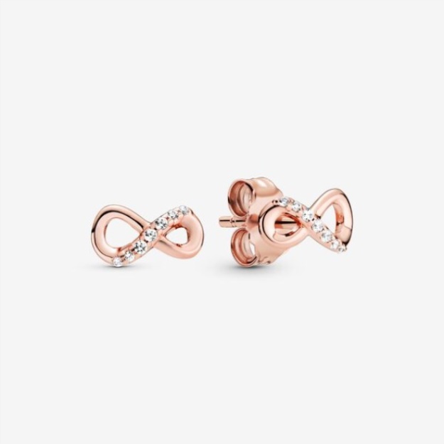 Sparkling Infinity Stud Earrings Pandora Rose Gold Plated